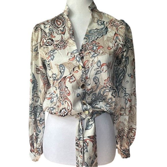 Never Land design by korea Loose V-neck Chiffon Shirt Temperament Bowknot Small - Picture 1 of 7